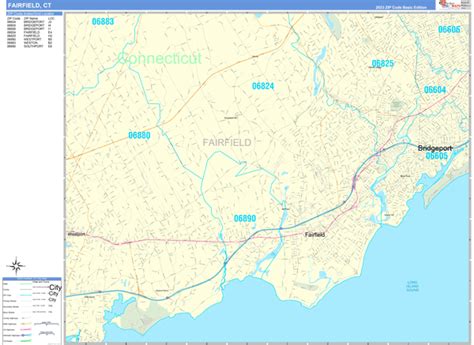 Fairfield Connecticut Zip Code Wall Map (Basic Style) by MarketMAPS - MapSales