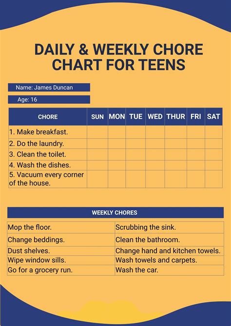 Free Downloadable Chore Chart Templates