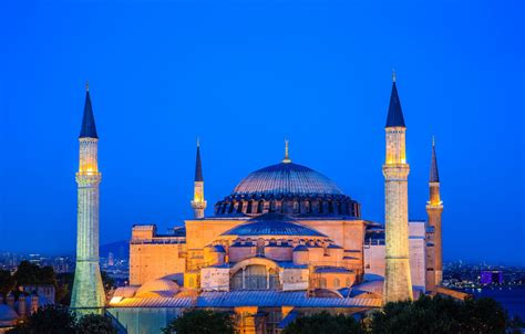 Wallpaper night, lights, Istanbul, Turkey, Hagia Sophia images for desktop, section город - download