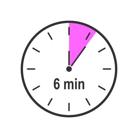 Timer icon with 6 minute time interval. Countdown clock or stopwatch symbols. Infographic ...