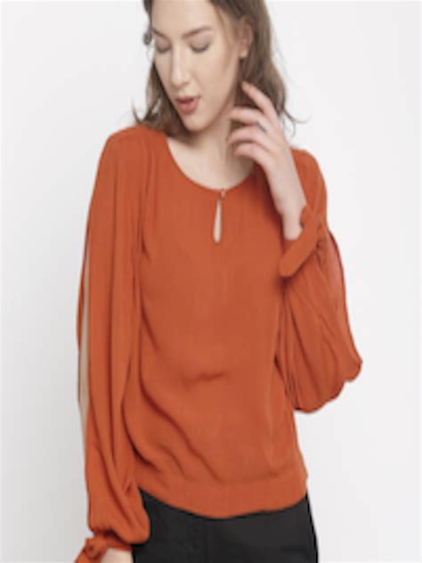 Buy ONLY Women Rust Orange Solid Top - Tops for Women 1784496 | Myntra