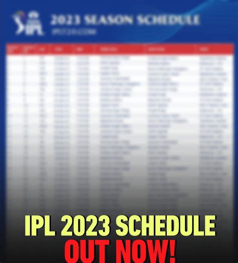 IPL Match Schedule: Full Time Table of IPL 2023