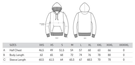 Strom Clothing - Hoodies Size Chart - STRØM