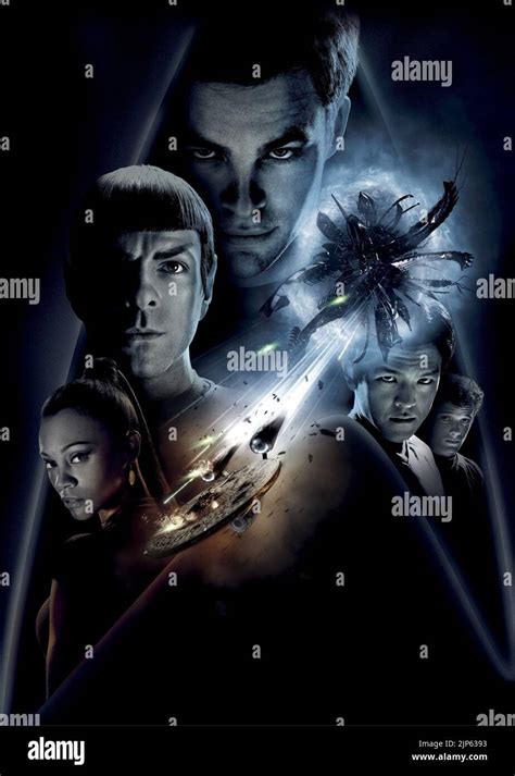 ZOE SALDANA, ZACHARY QUINTO, CHRIS PINE, JOHN CHO, ANTON YELCHIN POSTER, STAR TREK, 2009 Stock ...