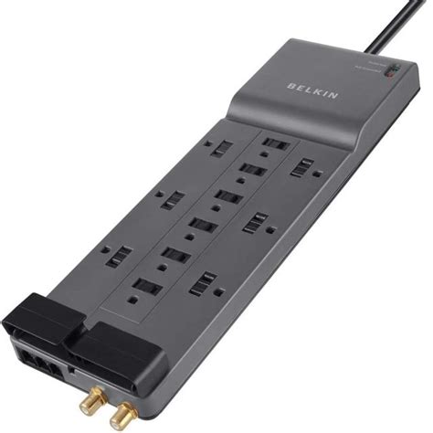 Belkin 12-Outlet Power Strip, Surge Protector, Extension Cord, 8ft Long Cord, Office Equipment ...