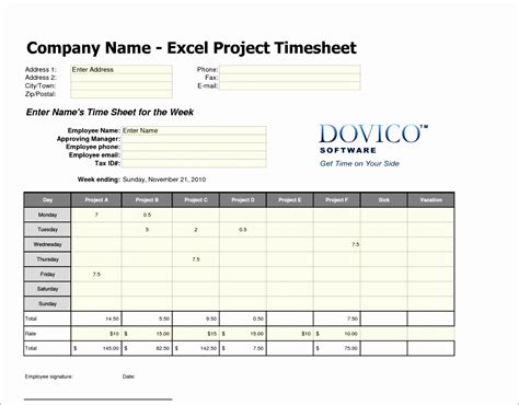 8 Excel Weekly Timesheet Template with formulas - Excel Templates