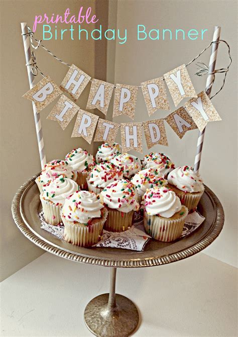 Printable Birthday Banner Cake Topper