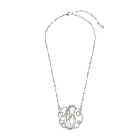 Monogram Initial Necklace C Silver Tone