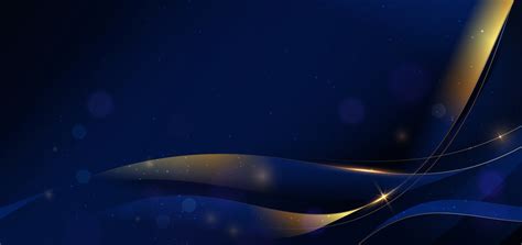 Abstract 3d gold curved dark blue ribbon on dark blue background with lighting effect and ...