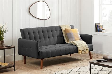 Hudson Charcoal Fabric Sofa Bed With Button Detail