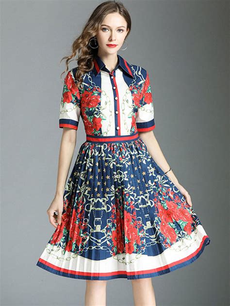 Belt Printed Vintage Short Sleeve Front Button Female Maxi Dresses ...