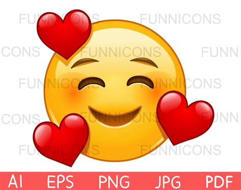 Smiling Face with Three Hearts Emoji, Vector clipart stock image.