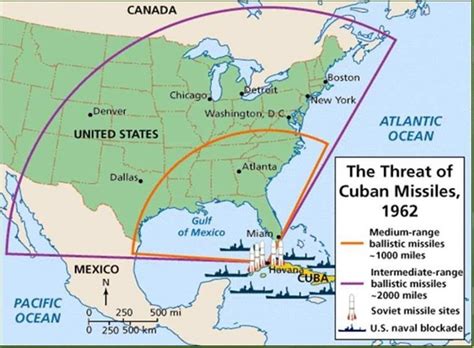 Map of 1962 Cuban Missile Crisis threatened areas. - Maps on the Web