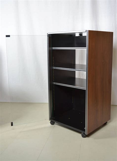 Vintage Stereo Component Cabinet Stand with Glass Top and Glass Door Made in Italy | Glass ...