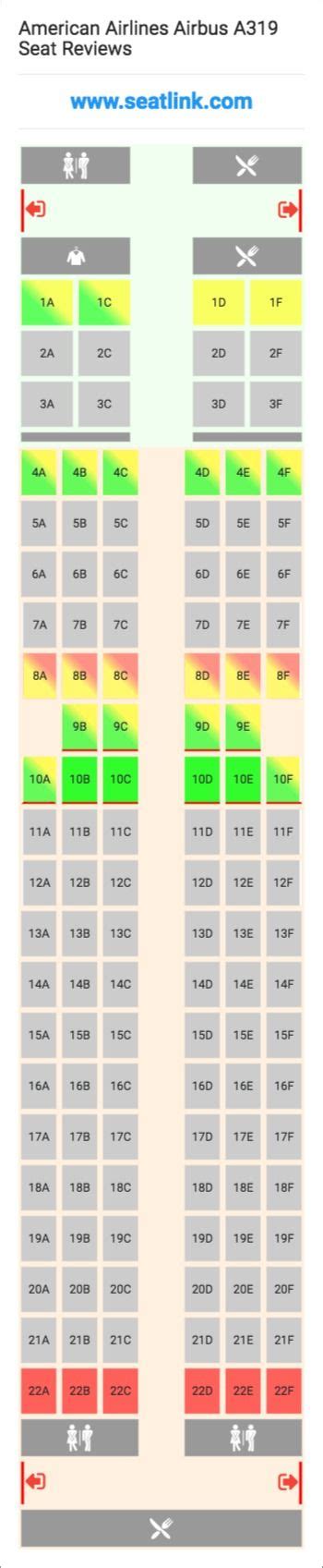 American Airlines Airbus A319 (319) Seat Map