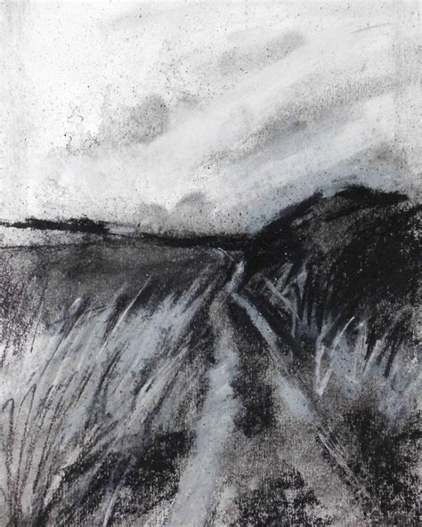 Contemporary landscape drawing. Charcoal on Paper, 8" x 10", 2015. For more examples please ...