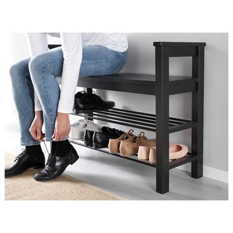 HEMNES bench with shoe storage, black-brown, 331/2x125/8x255/8" - IKEA