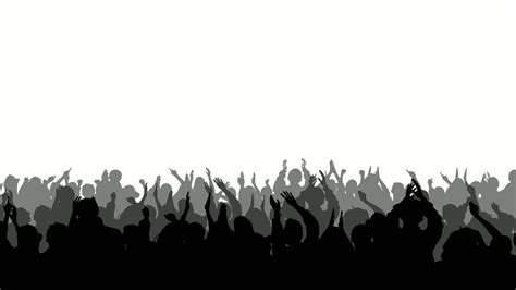 Cheerful crowd silhouette transparent background cheering crowd silhouette vector material ...