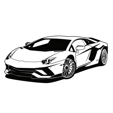 super car outline black and white vector design 13593198 Vector Art at Vecteezy