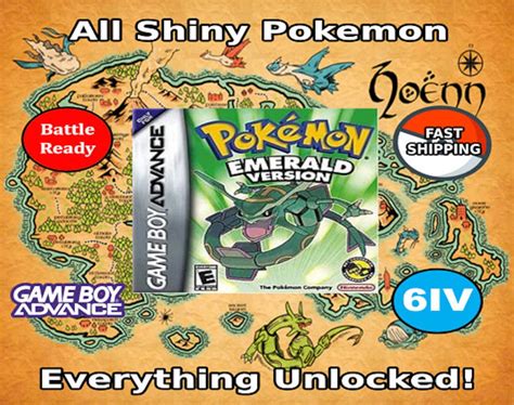 Unlocked Pokemon Emerald Complete Shiny Pokedex Max Items GBA - Etsy