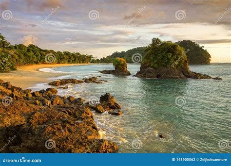 Playa Espadilla Beach Landscape Sunset Sky Manuel Antonio National Park Costa Rica Stock Photo ...