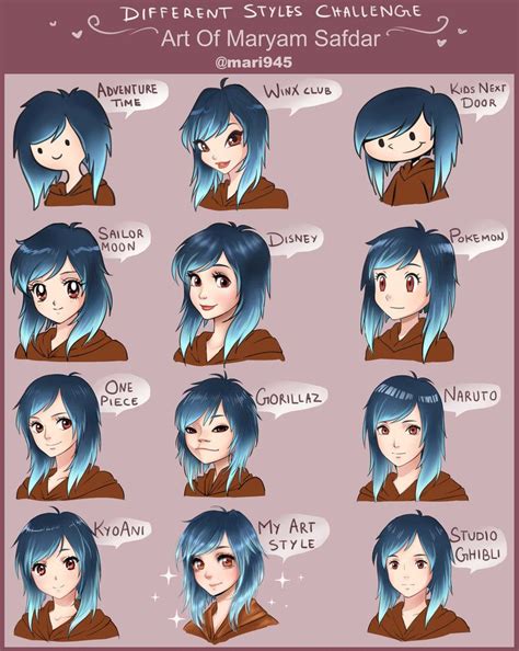 Different Styles Challenge Meme by Mari945 on DeviantArt | Art style ...