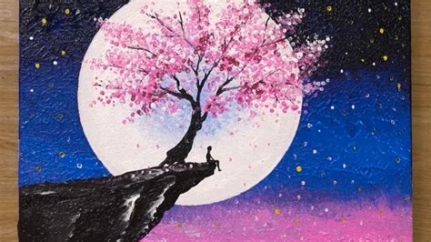 Acrylic Moonlight Cherry Blossom Art & Collectibles etna.com.pe