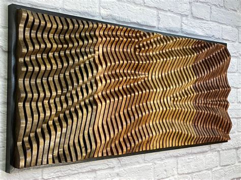 Unique Wall Hanging Art Sculpture, Sound Wave Art Wood Decor, 3D Wood Wall Art Panel, Wooden ...