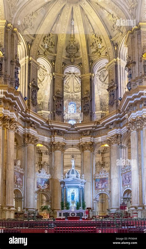 Interior of Malaga Cathedral, Malaga, Costa del Sol, Andalucia, Spain ...