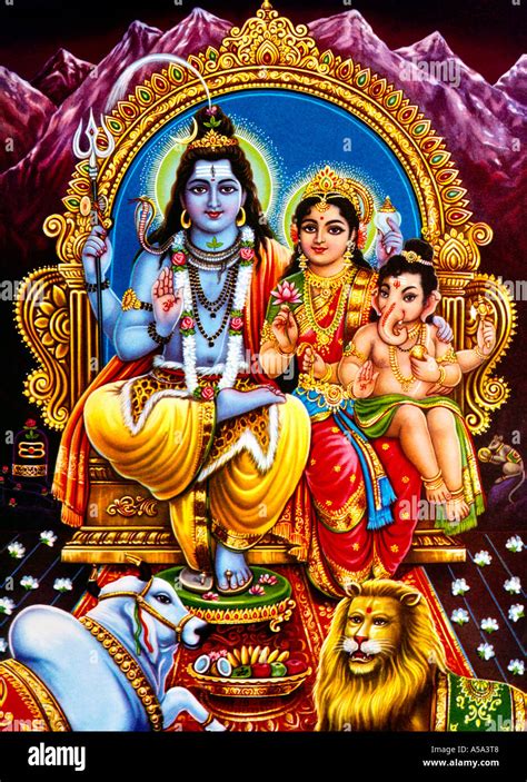 Shiva Family Hindu Gods Stock Photo: 6426823 - Alamy