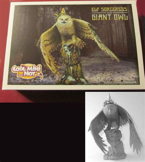 CMON CMN0059 Elf Sorceress on Giant Owl (1) Miniature Female Wizard ...