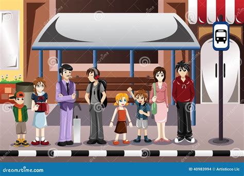 People Waiting For A Bus Stock Vector - Image: 40983994