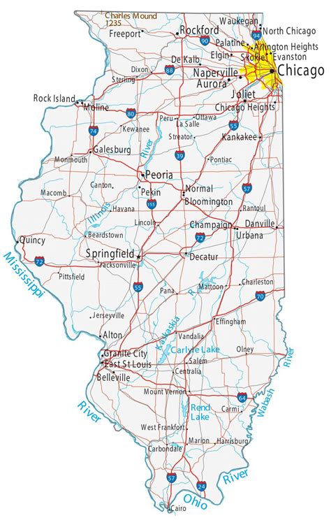 Map of Illinois - Cities and Roads - GIS Geography