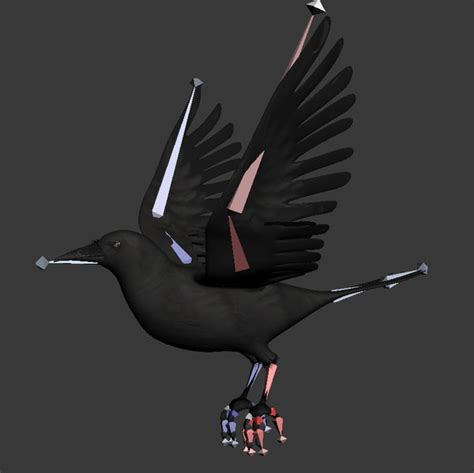 crow flying animation 3d model