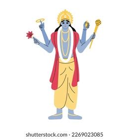 Indian God Lord Vishnu Ethnic Deity Stock Vector (Royalty Free) 2269023085 | Shutterstock