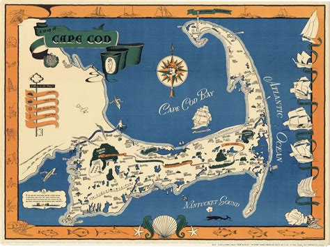 Map Of Cape Cod Beaches, Map Of Cape Cod Massachusetts Prints ...