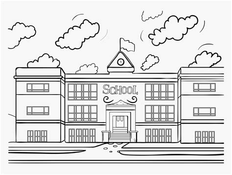 Clipart School Building Black And White Clipart