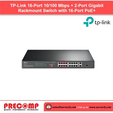 TP-Link 16-Port 10/100 Mbps + 2-Port Gigabit Rackmount Switch with 16 ...