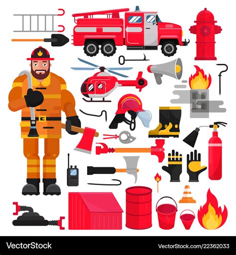 Firefighter firefighting equipment firehose Vector Image