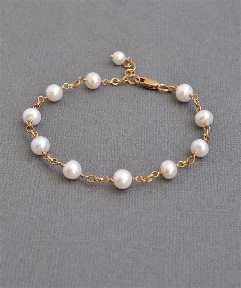 Pearl Station Bracelet / Simple Pearl Bracelet / Freshwater