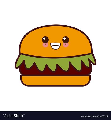 Hamburger fast food kawaii cute cartoon Royalty Free Vector