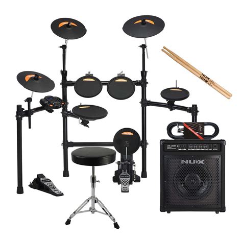 NuX DM2 8 Piece Digital Electronic Drum Kit with Amp and Stool - Nux