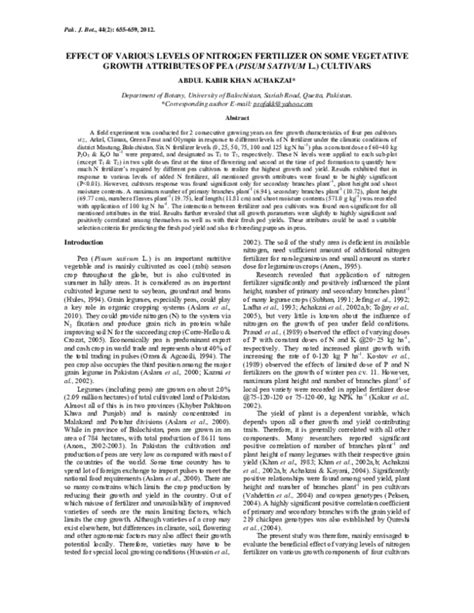 (PDF) Effect of Various Levels of Nitrogen Fertilizer on Some Vegetative Growth Attributes of ...