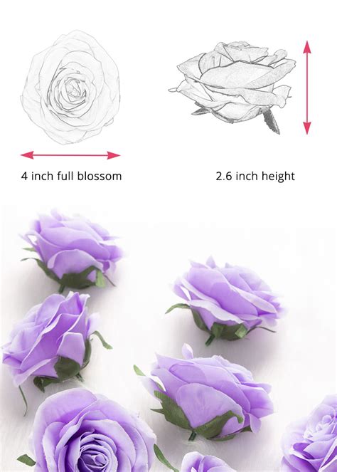 4” Artificial Soft Purple Rose with Stem Wedding DIY Flowers Pack of 50 Pcs | Ubizfloral