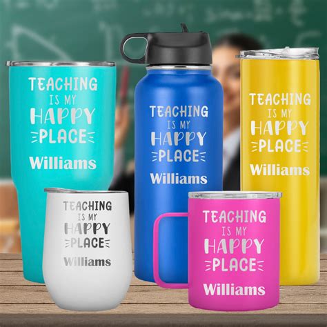 Teaching is My Happy Place-Laser Engraved Stainless Steel Tumbler, Gift ...