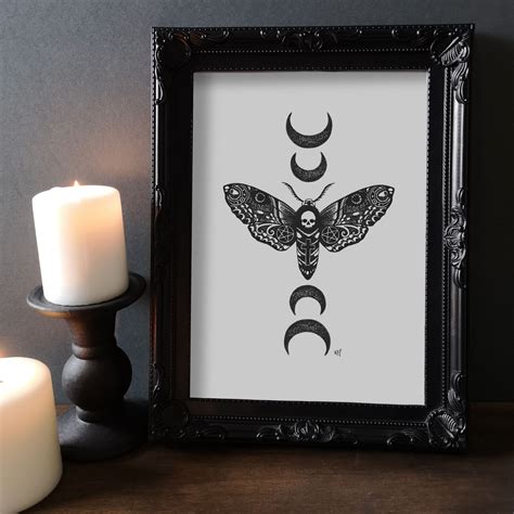 Tattoo Moth Art Print Wall Art Gift Gothic Home Decor Black - Etsy UK