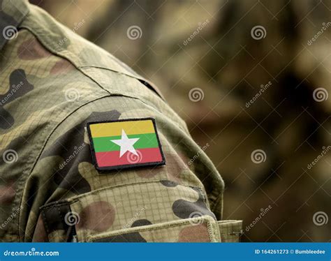 Flag of Myanmar and Also Known As Burma on Military Uniform. Army, Armed Forces, Soldiers Stock ...