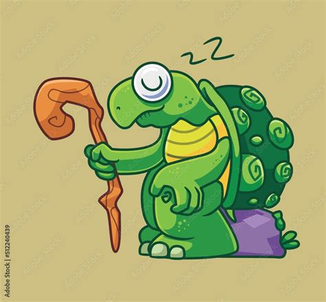 cute old turtle sleeping. isolated cartoon animal illustration vector Stock Vector | Adobe Stock