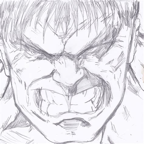 Hulk Face Closeup Sketch - Mifty is Bored