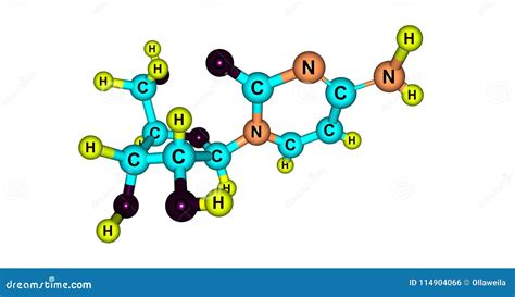 Cytidine Molecular Structure Isolated on White Background Stock ...